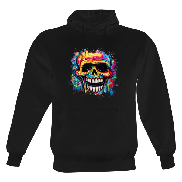 Pánská mikina s kapucí s potiskem Lebka grafit