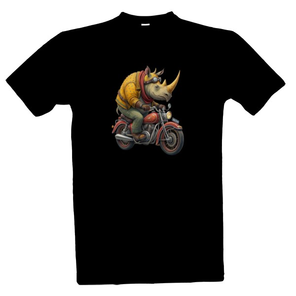 Tričko s potiskem Nosorožec na motorce
